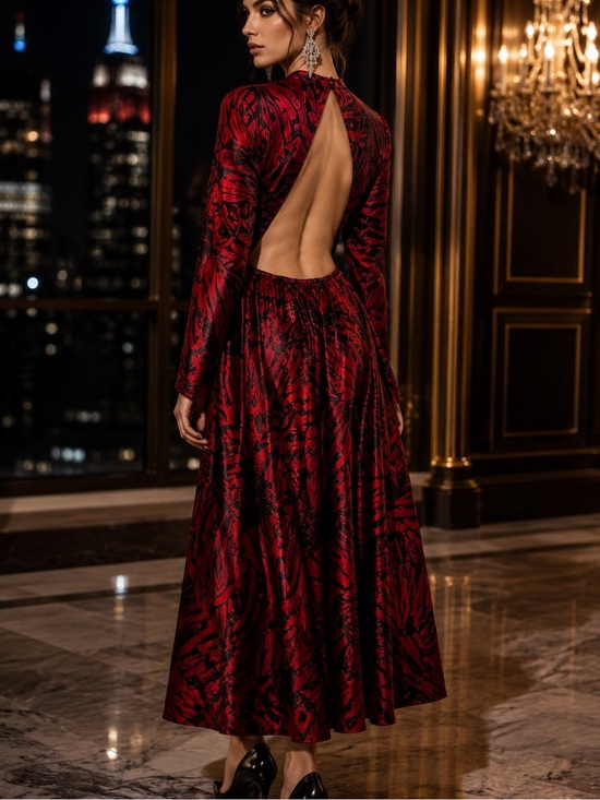 Debora Kuchme Dresses & Skirts - VTG 80s Debora Kuchme 100% Silk Red Satin Backless Midi Cocktail Party Dress